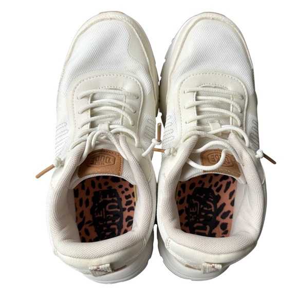 Hey Dude Shoes - Hey Dude Sirocco Alta W Neutrals White Cream Leopard Print Sneakers Womens 7